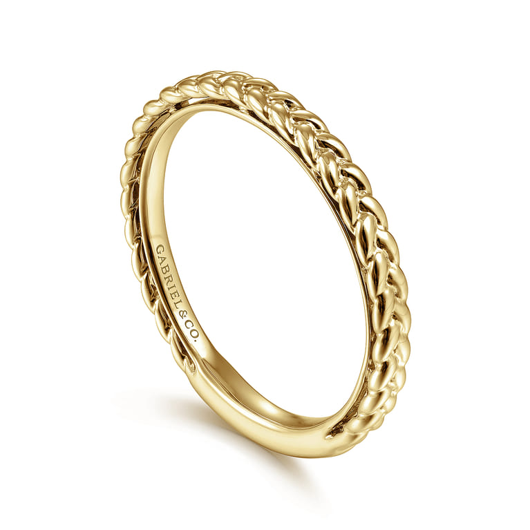 14K Yellow Gold Braided Stackable Ring - Shot 3