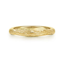 14K Yellow Gold Brushed Textured Stackable Ring