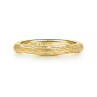 14K Yellow Gold Brushed Textured Stackable Ring