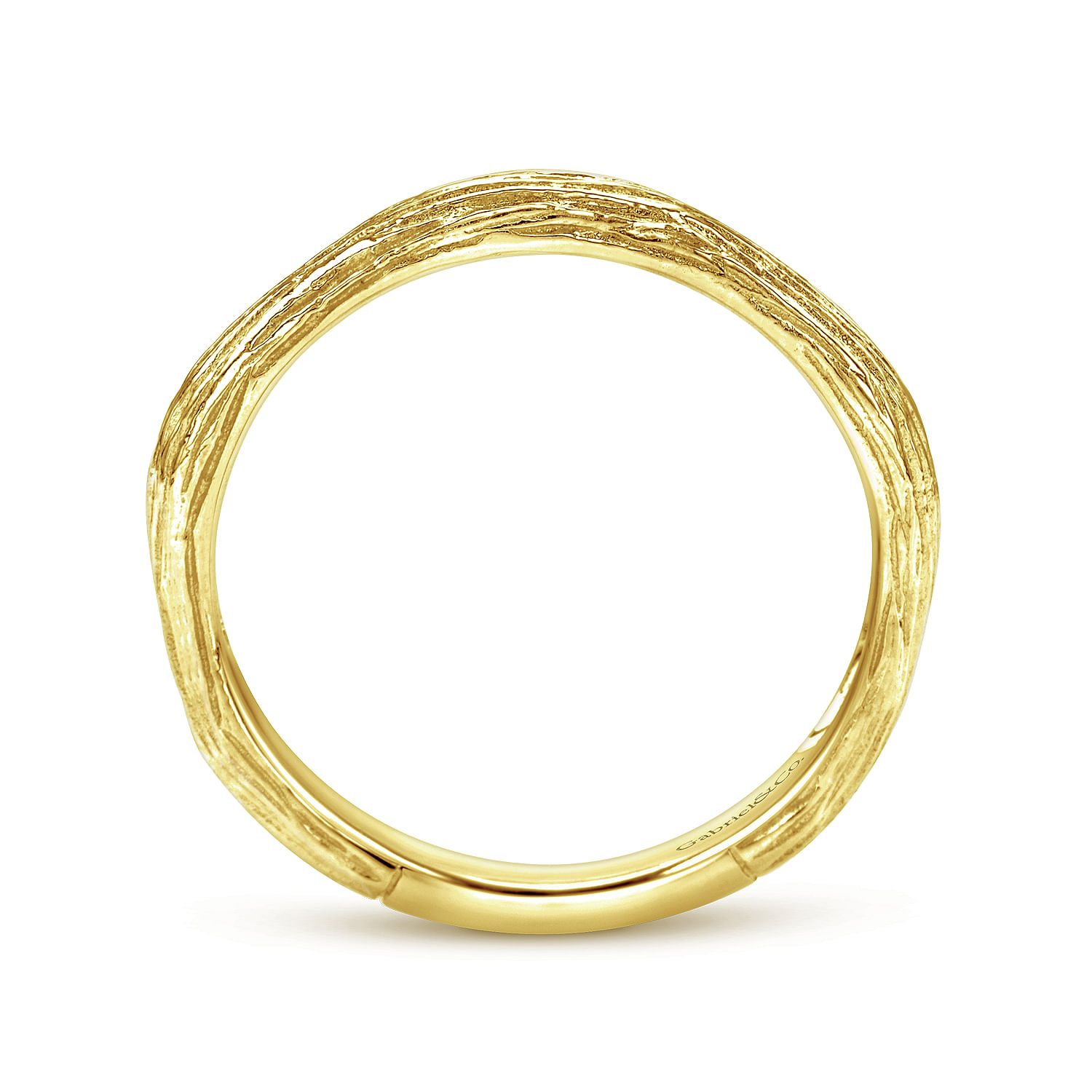 14K Yellow Gold Brushed Textured Stackable Ring - Shot 2