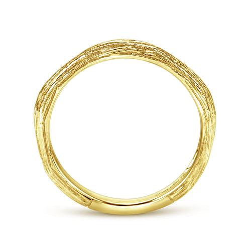 14K Yellow Gold Brushed Textured Stackable Ring - Shot 2