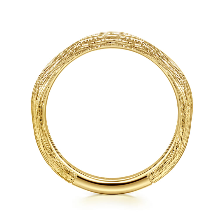 14K Yellow Gold Brushed Textured Stackable Ring - Shot 2
