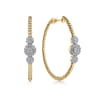 14K Yellow Gold Bujukan 40mm Pave Diamond Hoop Earrings - 0.6 ct