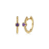 14K Yellow Gold Bujukan Amethyst 15mm Huggie Earrings
