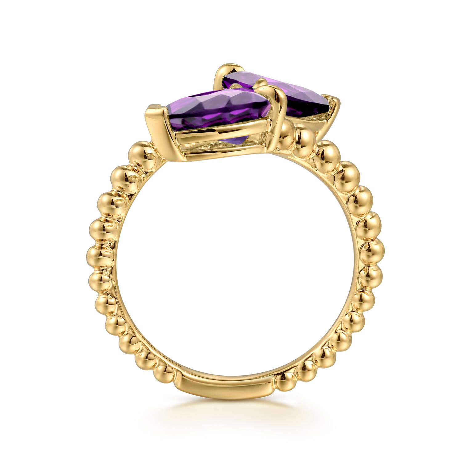 14K Yellow Gold Bujukan Amethyst Bypass Ladies Ring - Shot 2