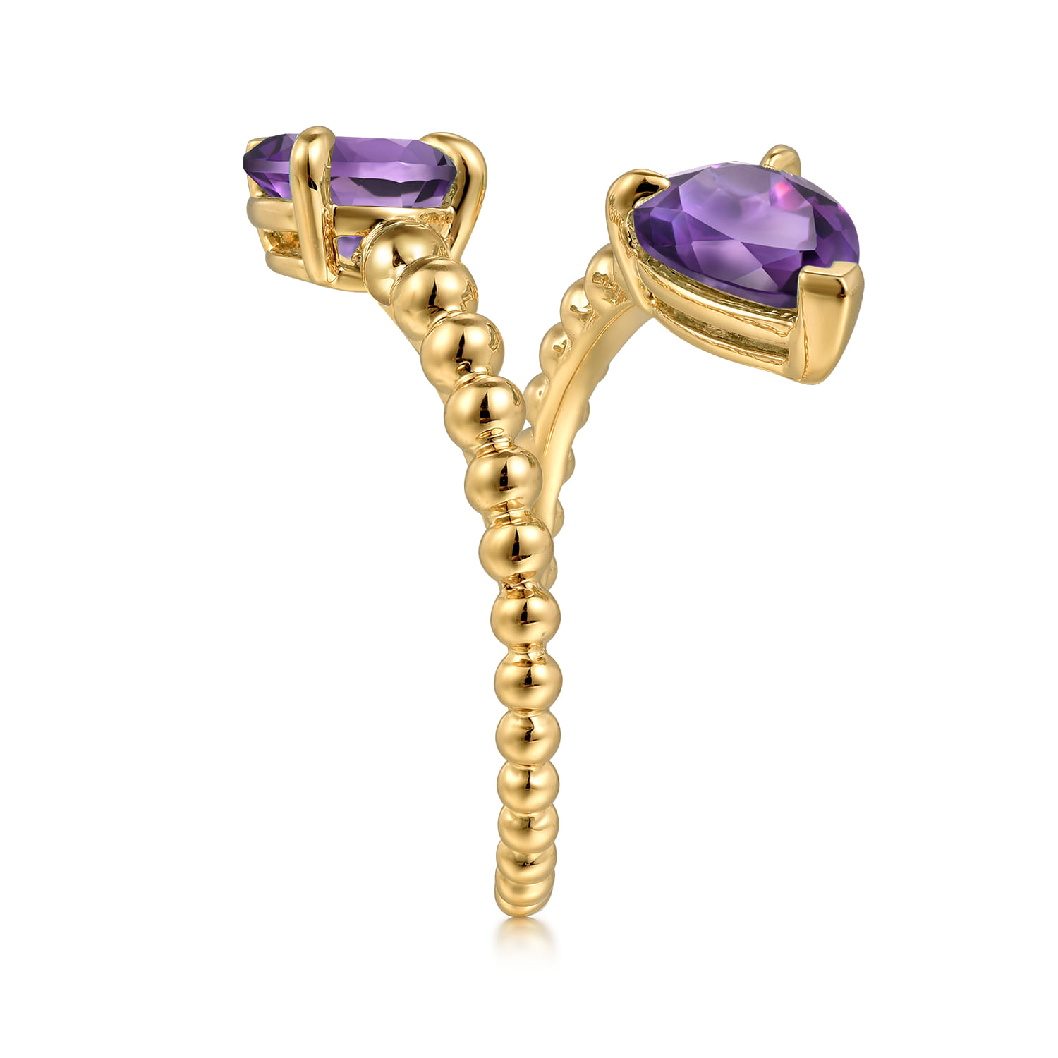 14K Yellow Gold Bujukan Amethyst Bypass Ladies Ring - Shot 4