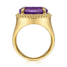 14K Yellow Gold Bujukan Amethyst Double Halo Signet Ring