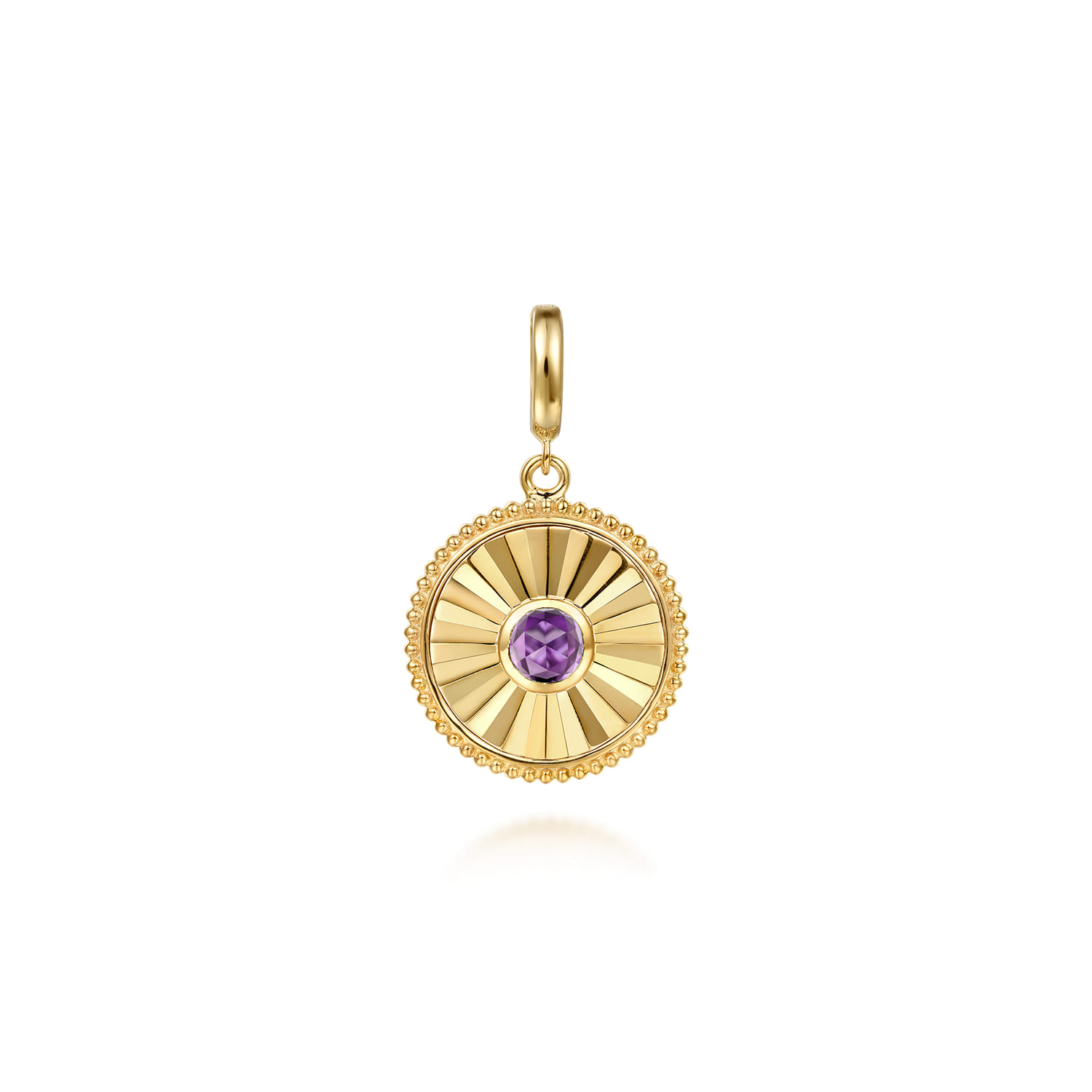 14K Yellow Gold Bujukan Amethyst Medallion Pendant With Detachable Bail - Shot 1