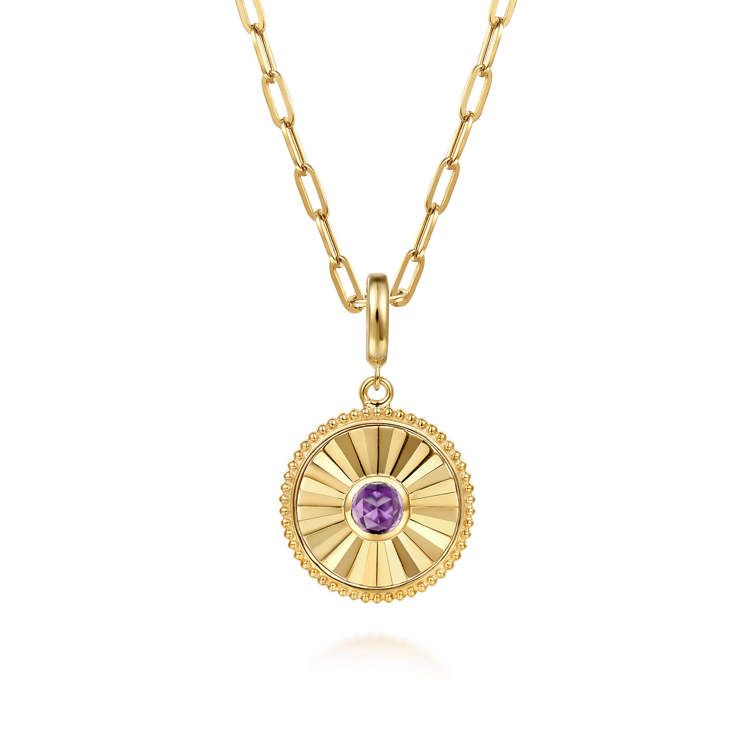 14K Yellow Gold Bujukan Amethyst Medallion Pendant With Detachable Bail - Shot 3