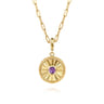 14K Yellow Gold Bujukan Amethyst Medallion Pendant With Detachable Bail