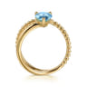 14K Yellow Gold Bujukan And Blue Topaz Bypass Ring