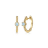 14K Yellow Gold Bujukan Aquamarine 15mm Huggie Earrings