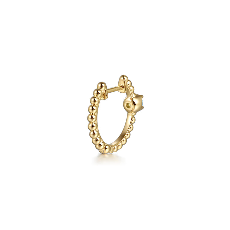 14K Yellow Gold Bujukan Aquamarine 15mm Huggie Earrings - Shot 2