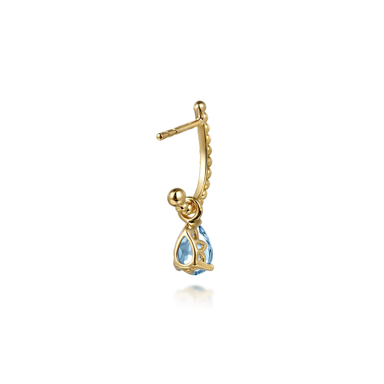 14K Yellow Gold Bujukan Aquamarine J Hoop Earrings - Shot 2