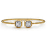 14K Yellow Gold Bujukan Baguette and Princess Diamond Split Bangle Bracelet - 0.78 ct