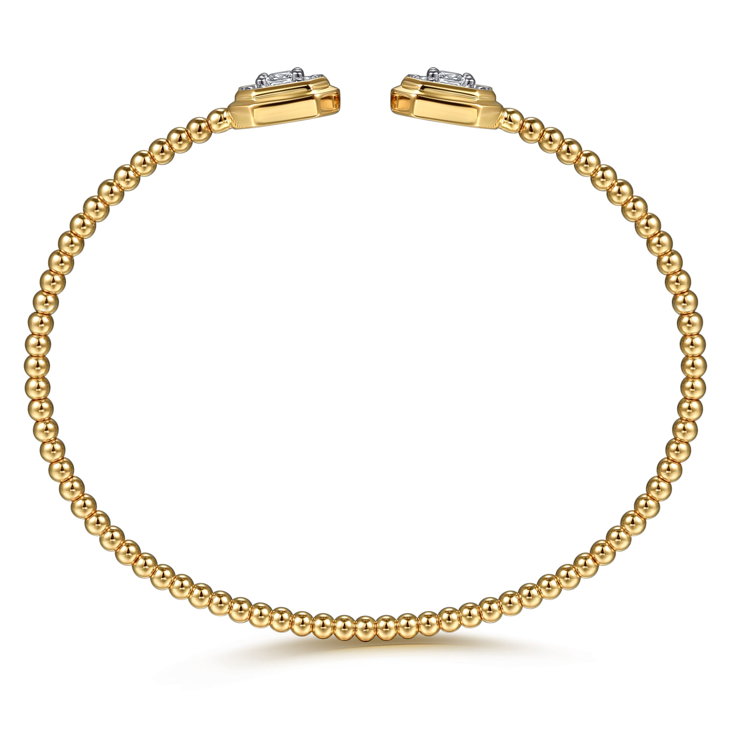 14K Yellow Gold Bujukan Baguette and Princess Diamond Split Bangle Bracelet