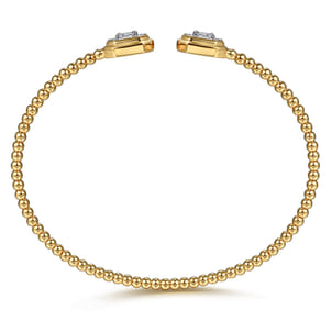 14K Yellow Gold Bujukan Baguette and Princess Diamond Split Bangle Bracelet