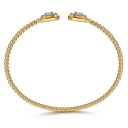 14K Yellow Gold Bujukan Baguette and Princess Diamond Split Bangle Bracelet