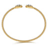14K Yellow Gold Bujukan Baguette and Princess Diamond Split Bangle Bracelet - 0.78 ct