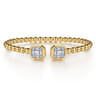 14K Yellow Gold Bujukan Baguette and Princess Diamond Split Bangle Bracelet - 0.75 ct