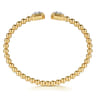 14K Yellow Gold Bujukan Baguette and Princess Diamond Split Bangle Bracelet - 0.75 ct