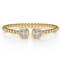 14K Yellow Gold Bujukan Baguette and Princess Diamond Split Bangle Bracelet
