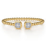 14K Yellow Gold Bujukan Baguette and Princess Diamond Split Bangle Bracelet - 0.75 ct