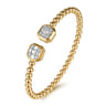 14K Yellow Gold Bujukan Baguette and Princess Diamond Split Bangle Bracelet - 0.75 ct