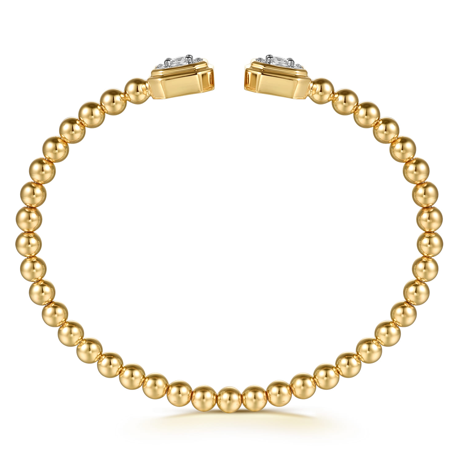 14K Yellow Gold Bujukan Baguette and Princess Diamond Split Bangle Bracelet - 0.75 ct - Shot 3