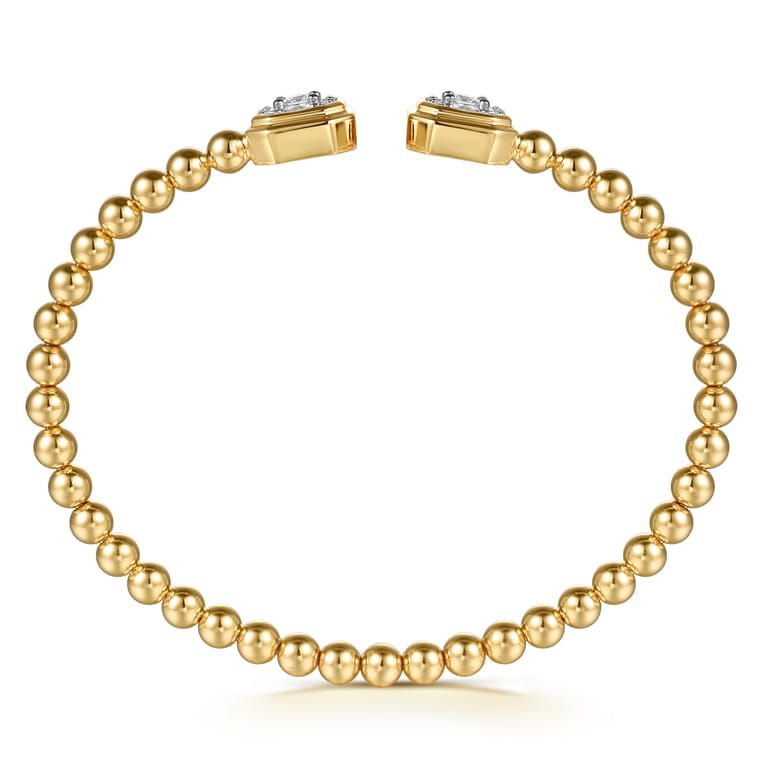 14K Yellow Gold Bujukan Baguette and Princess Diamond Split Bangle Bracelet - 0.75 ct - Shot 3