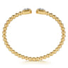 14K Yellow Gold Bujukan Baguette and Princess Diamond Split Bangle Bracelet - 0.75 ct