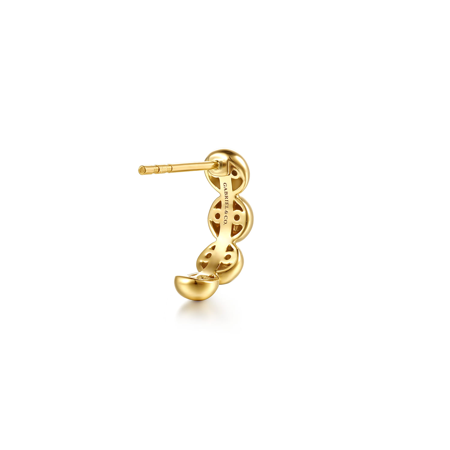 14K Yellow Gold Bujukan Ball J Hoop Earrings - Shot 2