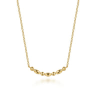 14K Yellow Gold Bujukan Ball Puffy Maquise Bar Necklace