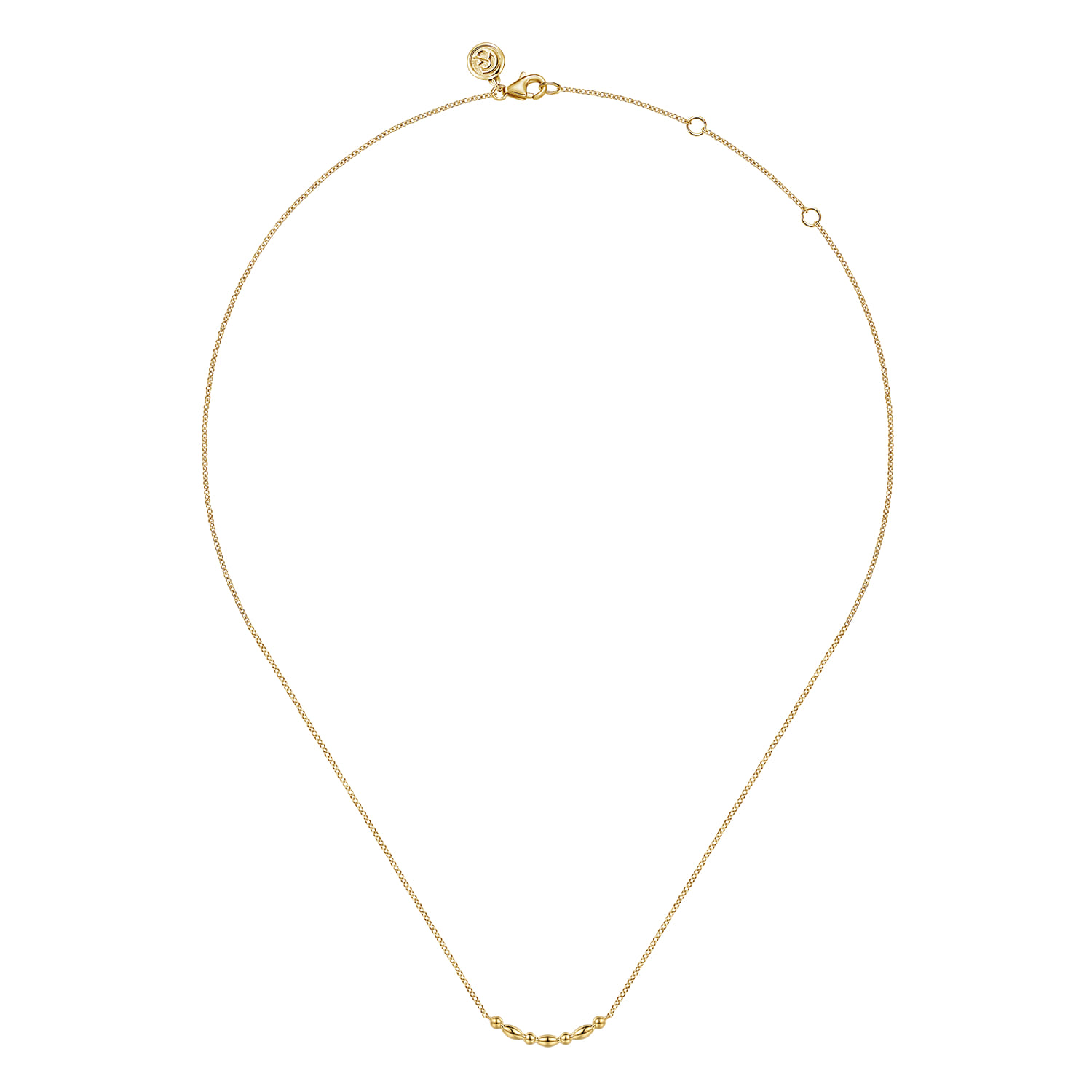 14K Yellow Gold Bujukan Ball Puffy Maquise Bar Necklace - Shot 2