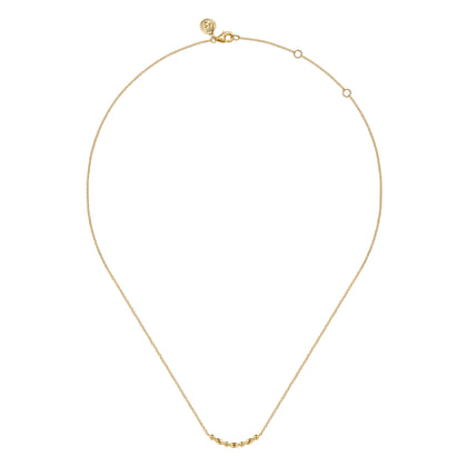 14K Yellow Gold Bujukan Ball Puffy Maquise Bar Necklace