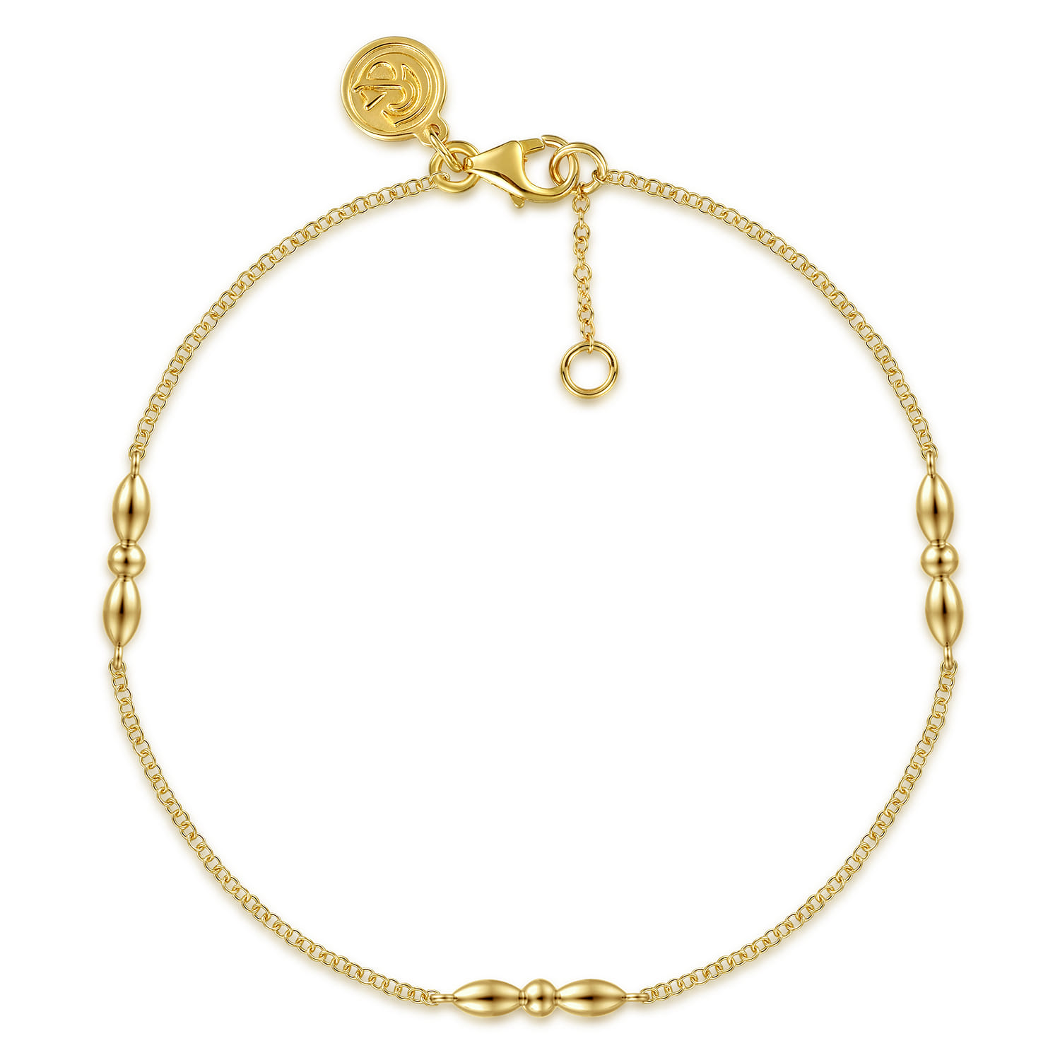 14K Yellow Gold Bujukan Ball Puffy Maquise Station Bracelet - Shot 1
