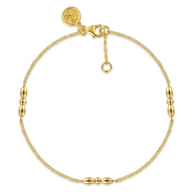 14K Yellow Gold Bujukan Ball Puffy Maquise Station Bracelet