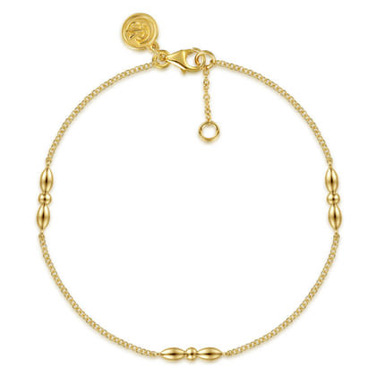14K Yellow Gold Bujukan Ball Puffy Maquise Station Bracelet