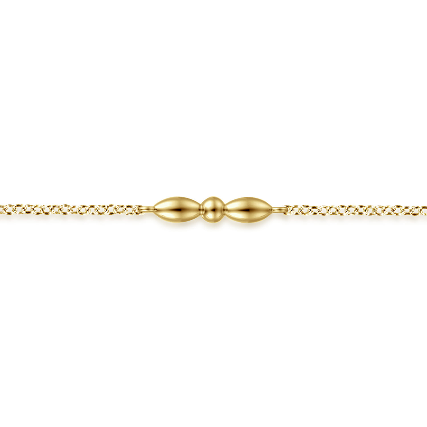 14K Yellow Gold Bujukan Ball Puffy Maquise Station Bracelet - Shot 2