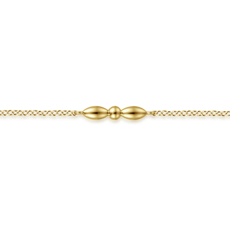 14K Yellow Gold Bujukan Ball Puffy Maquise Station Bracelet - Shot 2