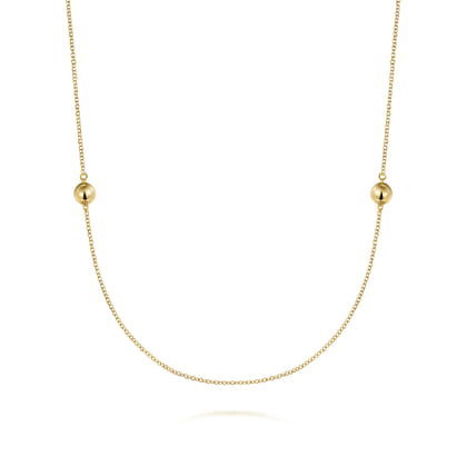 14K Yellow Gold Bujukan Ball Station Necklace