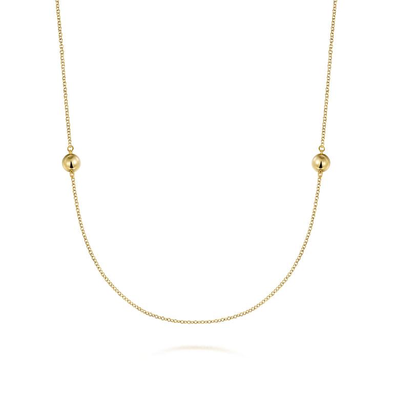 14K Yellow Gold Bujukan Ball Station Necklace - Shot 1