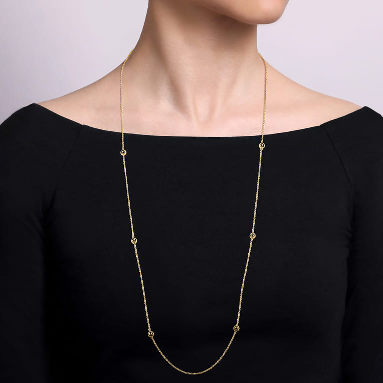 14K Yellow Gold Bujukan Ball Station Necklace - Shot 3