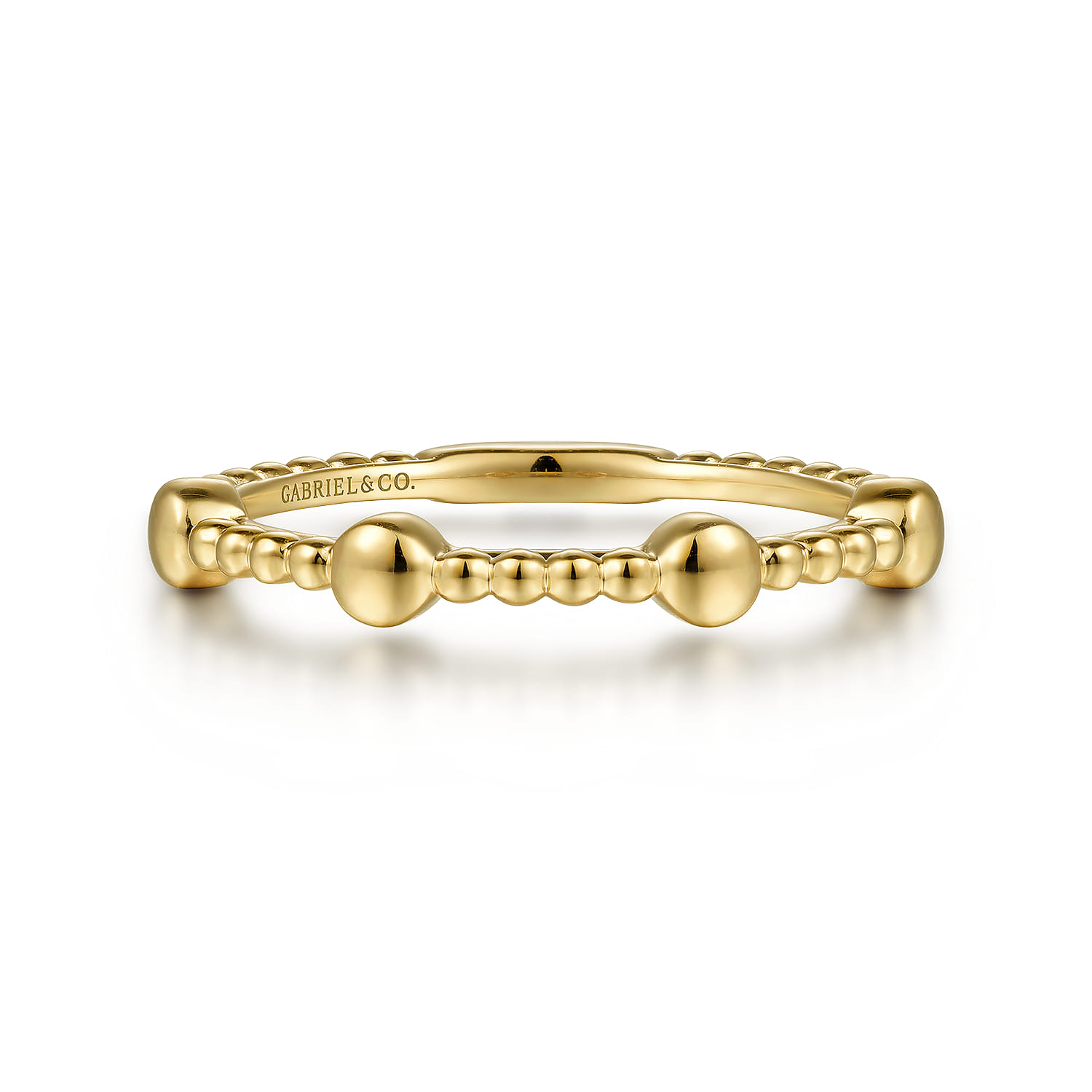 14K Yellow Gold Bujukan Ball Station Stackable Ring - Shot 1