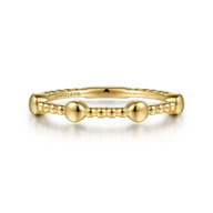 14K Yellow Gold Bujukan Ball Station Stackable Ring