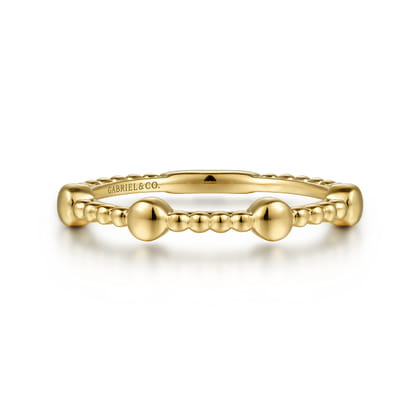 14K Yellow Gold Bujukan Ball Station Stackable Ring