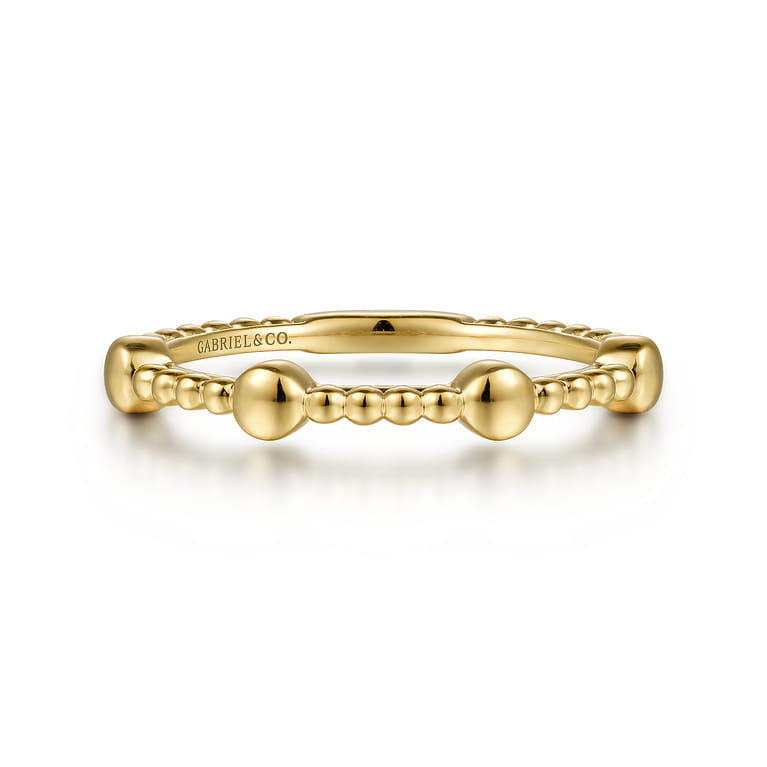 14K Yellow Gold Bujukan Ball Station Stackable Ring - Shot 1