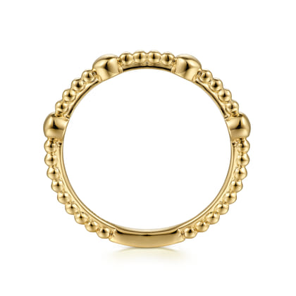 14K Yellow Gold Bujukan Ball Station Stackable Ring