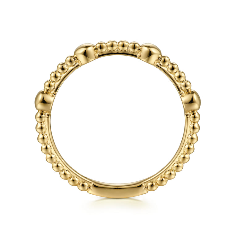 14K Yellow Gold Bujukan Ball Station Stackable Ring - Shot 2