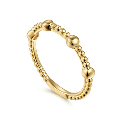 14K Yellow Gold Bujukan Ball Station Stackable Ring